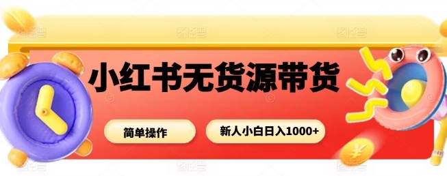 小红书无货源带货项目，简单无脑，新人小白日入多张-pojian