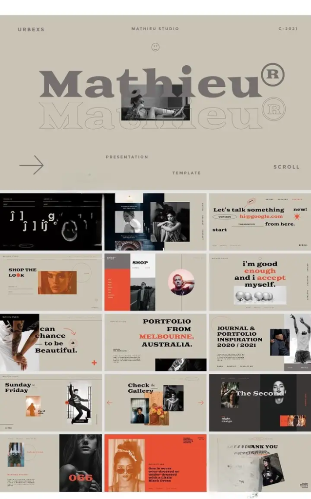 图片[5]-41套高级PPT模版素材-高级感作品集PPT模板 抽象艺术设计感排版求职面试活动汇报通用-pojian