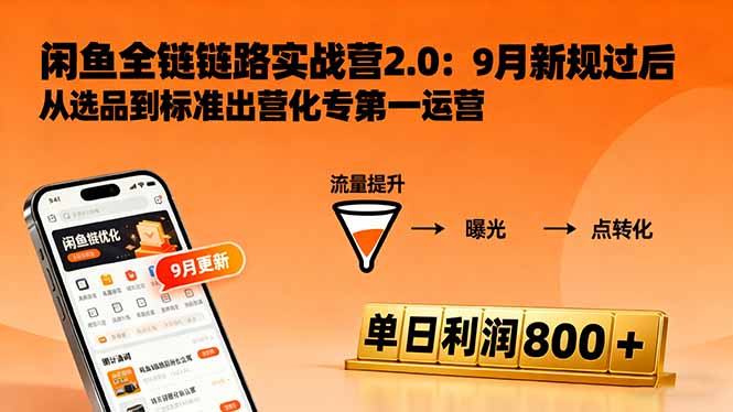 闲鱼变现课3.0：掌握链接优化、流量提升、商业变现，单日利润800+-pojian