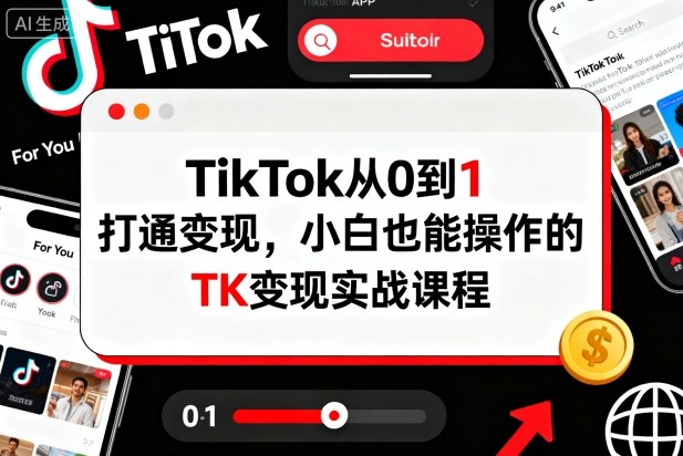 TikTok从0到1打通变现，小白也能操作的TK变现实战课程-pojian