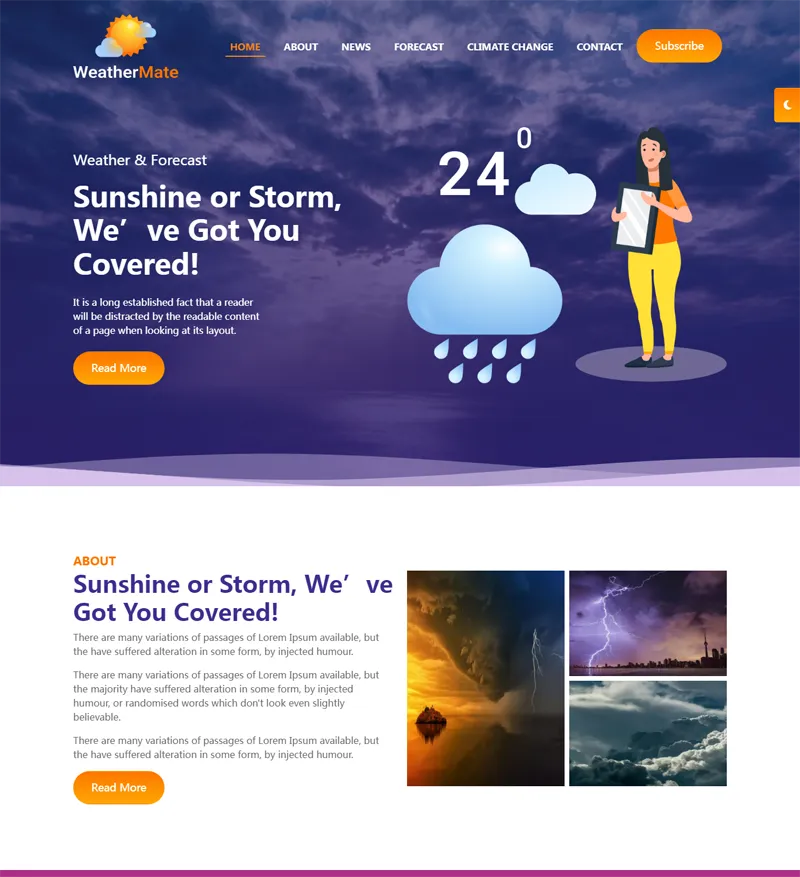 HTML响应式天气预报网站源码-pojian
