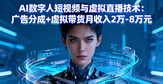 AI数字人短视频与虚拟直播技术：广告分成+虚拟带货月收入2万-8万元-pojian