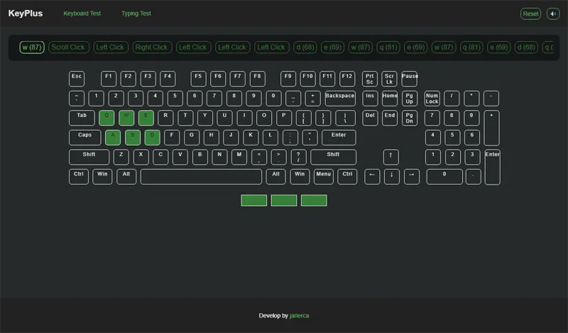 HTML键盘鼠标按键检测测试工具网页源码-pojian