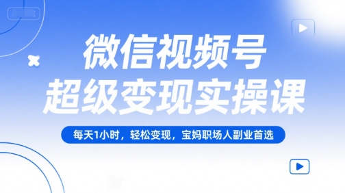 微信视频号超级变现实操课，每天1小时，轻松变现，宝妈职场人副业首选-pojian