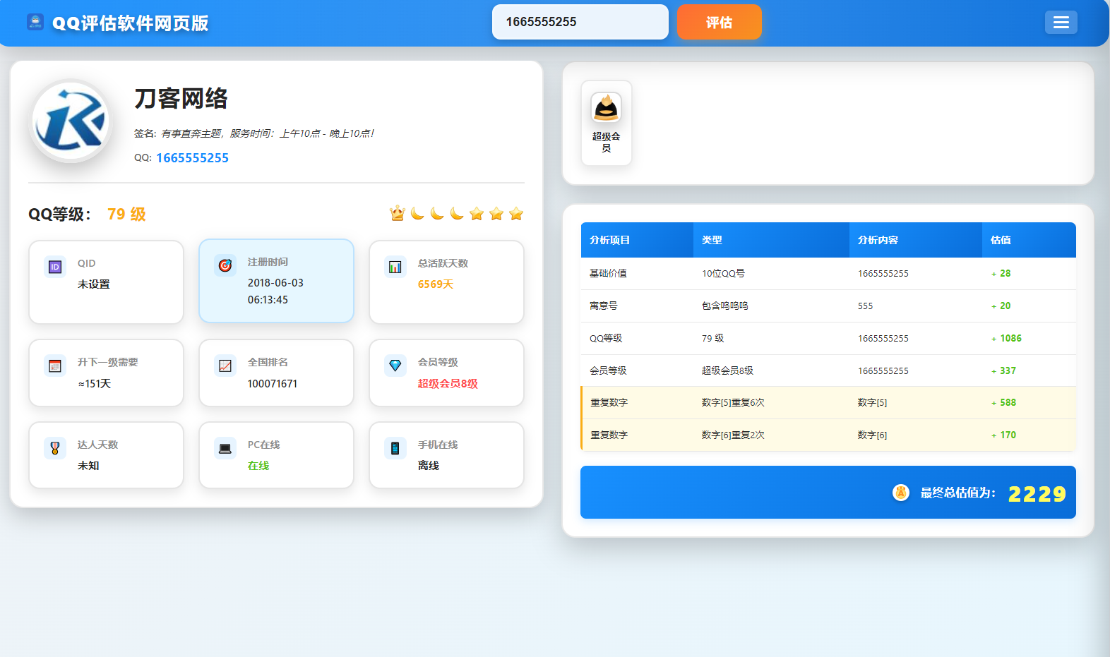QQ在线评估工具系统源码含接口-pojian