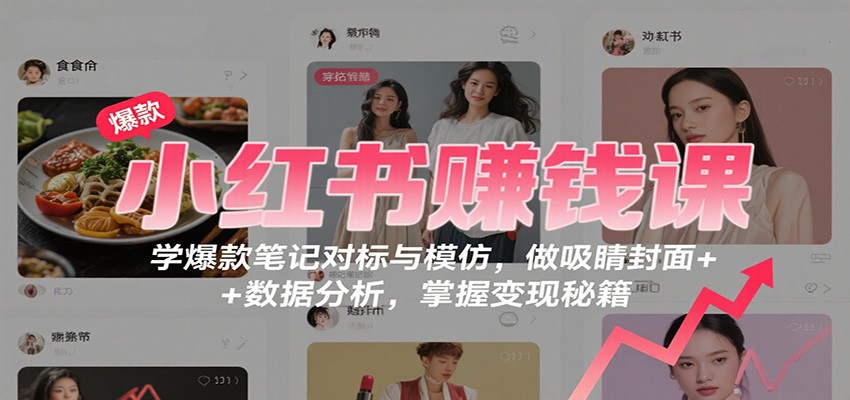 小红书赚钱课：学爆款笔记对标与模仿，做吸睛封面 + 数据分析，掌握变现秘籍-pojian