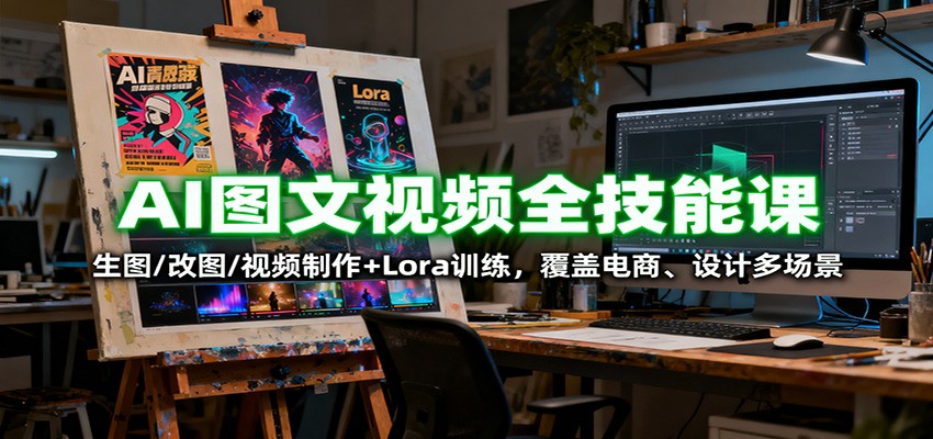 AI图文视频全技能课：生图/改图/视频制作+Lora训练，覆盖电商 、设计多场景-pojian