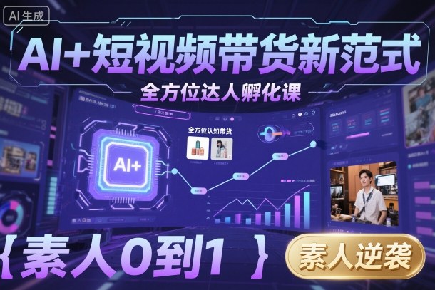 AI+短视频带货新范式全方位达人孵化课，素人也可以从0到1，全方位认知短视频带货-pojian