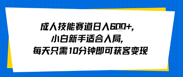 成人技能赛道日入多张，小白新手适合入局，每天只需10分钟即可获客变现-pojian