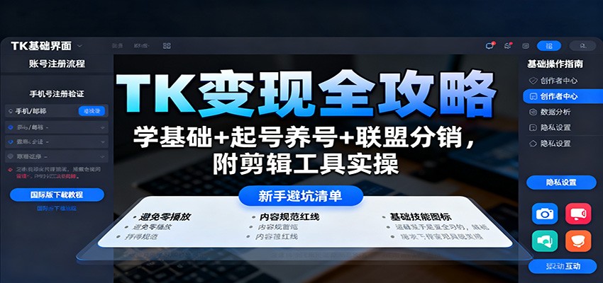 TK变现全攻略：学基础+起号养号+联盟分销，附剪辑工具实操-pojian