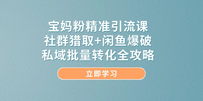 （14820期）宝妈粉精准引流课，社群猎取+闲鱼爆破，私域批量转化全攻略-pojian