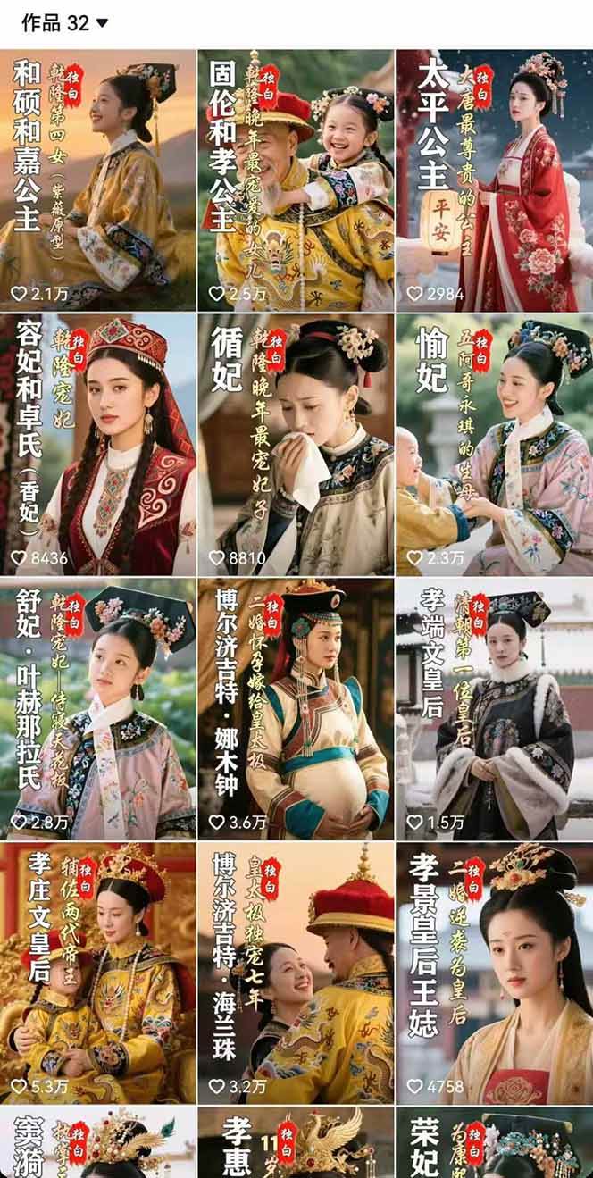 历史女性人物创作课：独白文案+AI克隆+蒙版剪辑，3个月涨粉22w+副业月入3w-pojian