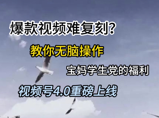视频号4.0重磅上线，爆款视频难复刻？教你无脑操作宝妈学生党的福利【揭秘】-pojian