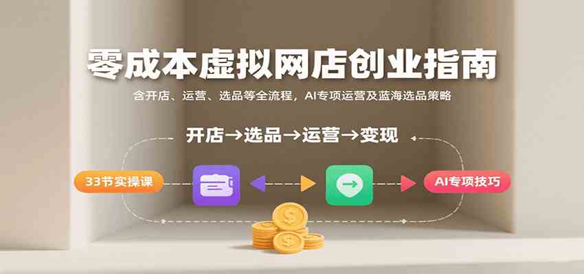 零成本虚拟网店创业指南，含开店、运营、选品等全流程， AI专项运营及蓝海选品策略-pojian