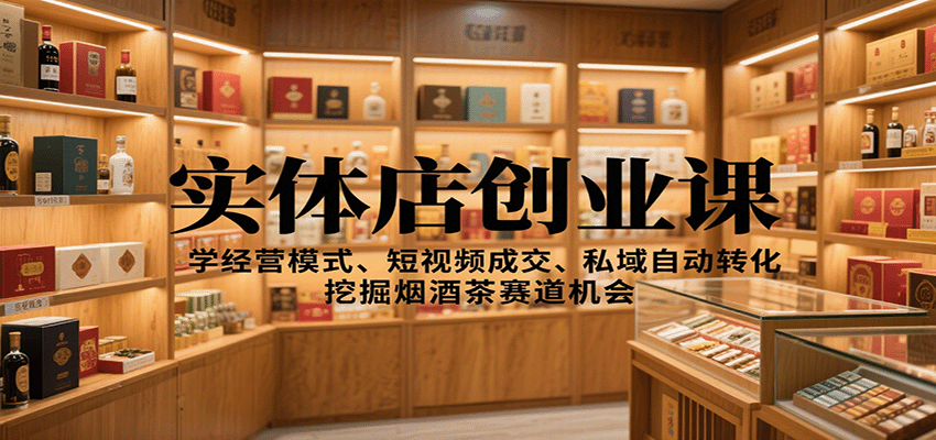 实体店创业课：学经营模式、短视频成交、私域自动转化，挖掘烟酒茶赛道机会-pojian